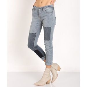 Free People Patched and Relaxed Skinny Camp Jeans